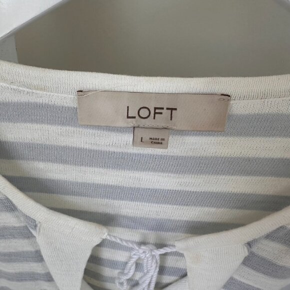 Loft Striped Tassel Tie Lightweight Tunic Sweater SZ L - Picture 8 of 10